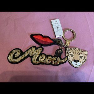 NWT Kate Spade MEOW leopard kiss print key chain